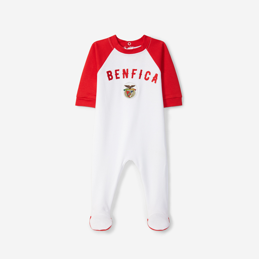 White and Red Babygrow with Retro Emblem