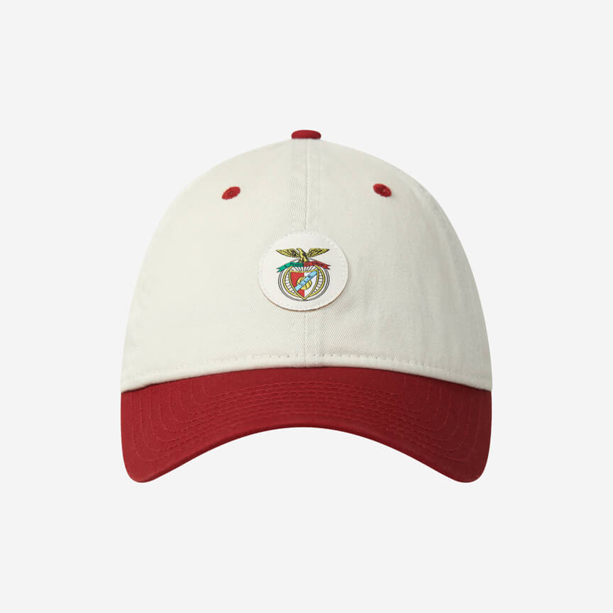 White and Burgundy Cap with Vintage SL Benfica Emblem