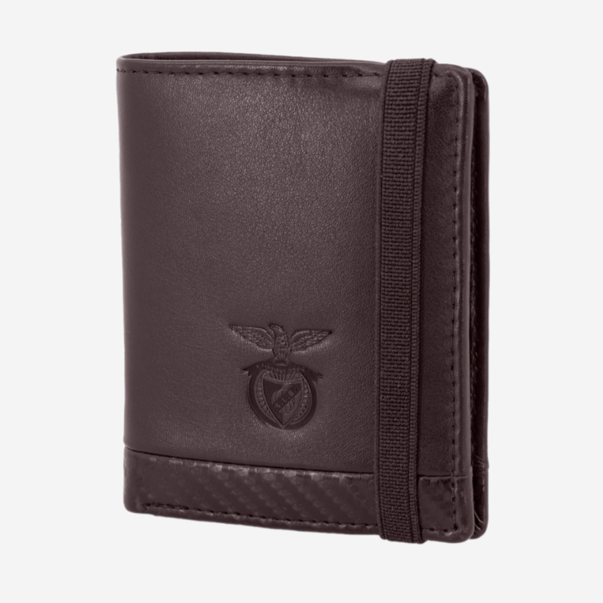 Brown leather wallet with elastic fastening SL Benfica