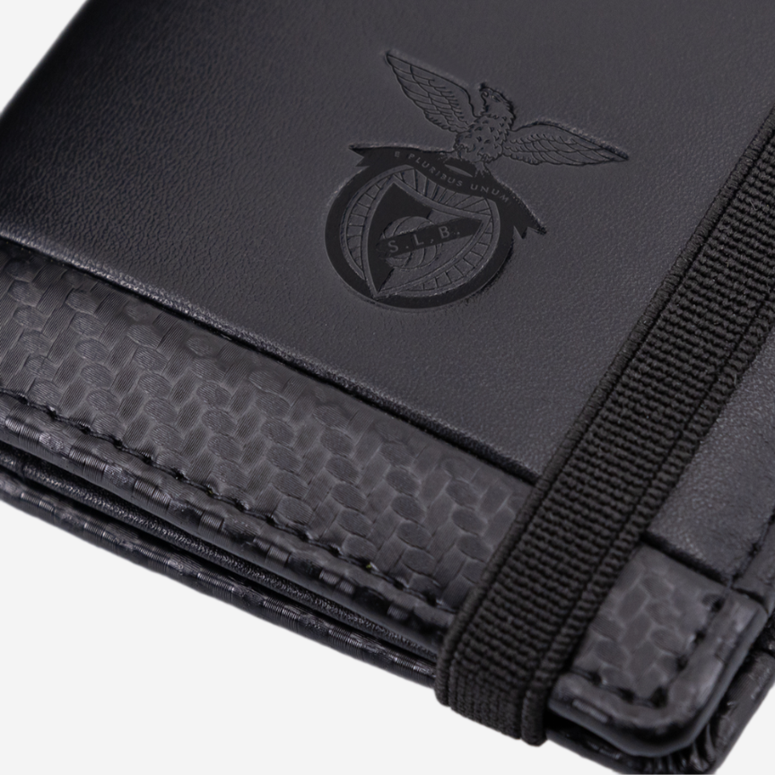 Black leather wallet with elastic fastening SL Benfica