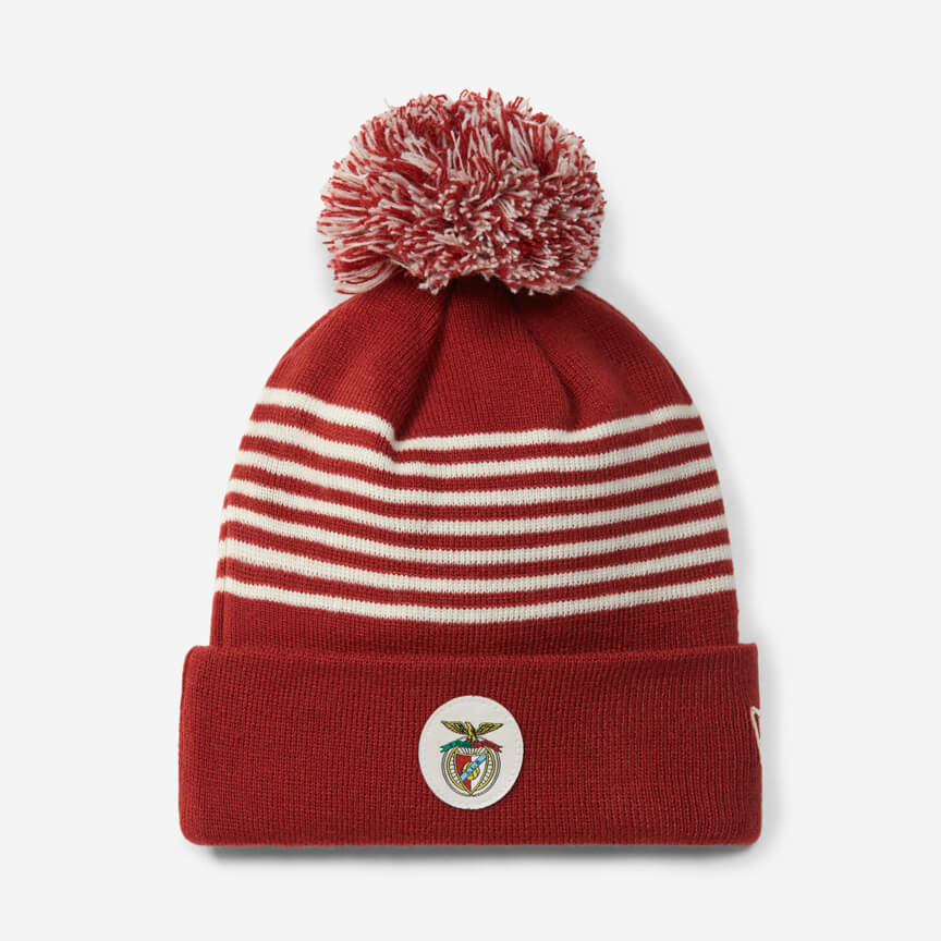Burgundy Striped Beanie with Vintage SL Benfica Emblem