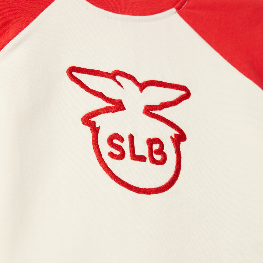 Beige and Red Sweatshirt with the SLB Emblem